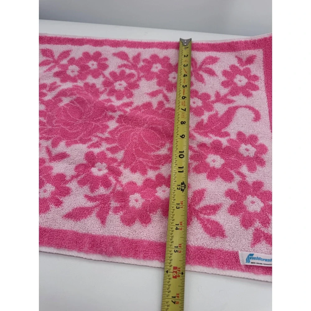 Fieldcrest Vintage Floral Towel Set Pink Floral Fringed Retro 3p